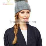 Winter Women Knit Hat,Women Cable Pom Pom Hat thumbnail-2