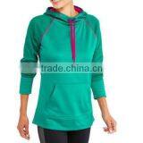 Fashion Women's Clothing 100% Polyester Raglan Tech Fleece Hoodie With Hood thumbnail-1
