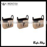 Wholesale Monogramed Burlap Storage Bin With Handles thumbnail-3