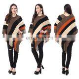 European Style Ladies Irregular Design Pullover Poncho Sweater With Tassel thumbnail-6