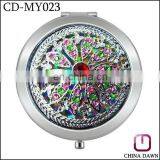 Silver Round Crystal Metal Pocket Mirror CD-MY023 thumbnail-1