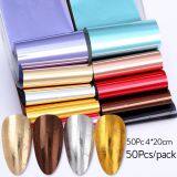 Mixed-Styles Random Nail Foils Laser Silver Gold Nail Art Transfer Stickers Mirror Effect Stickers for Nails thumbnail-2
