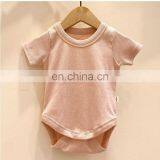 Wholesale Infants & Toddler Solid Color Clothes Baby Spring Autumn Short Sleeve Rib Cotton Romper thumbnail-3