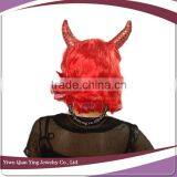 Cheap Short Red Curly Synthetic Halloween Party Hair Wig With ox Horn thumbnail-3