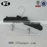 PL137 Sponge Clothes Hanger Black Satin Hanger With Clips thumbnail-1