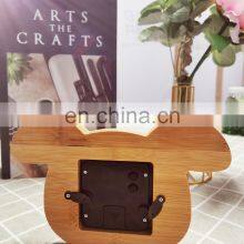 Wholesale Design Unique Animal Dog Shaped Children Desktop Bamboo Digital Alarm Clock thumbnail-5