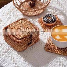 Handcrafted Woven Square Rattan Coasters For Sale Cheapest thumbnail-1