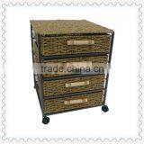 2013 Popular tv Seagrass Woven Wooden Storage Cabinets With Wheels