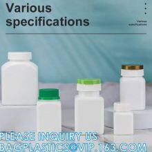 100ml 150ml 200ml 250ml Empty White Hdpe Plastic Pills Capsule Bottles, Pill Bottle, Square Shape Capsules Vitamin Plastic Pill Bottle With Cap thumbnail-2