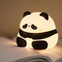 Custom Baby Bedroom Lamps Cartoon Panda Night Light Lamp Soft Silicone Cute Children Sleep Light Kids Night Light thumbnail-3