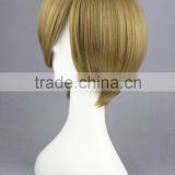 High Quality 35cm Short Straight Gin Tama-Okita Sougo Blond Synthetic Anime Wig Cosplay Costume Hair Wig Party Wig thumbnail-4