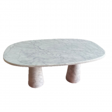 Modern Luxury Fashionable Design Style Carrara White Marble Stone Dining Table for Villa Apartment Hotel Dininig Room Furniture thumbnail-2