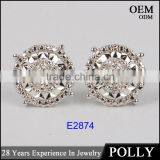 Wholesale Ladies' Micro Pave CZ Plates Stud Earring 925 Silver Jewelry thumbnail-1