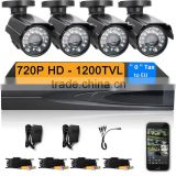 4CH AHD 720P HDMI PTZ H.264 DVR 4pcs 1.0MP IR Night vision Outdoor Waterproof Security Camera CCTV System DVR Kit