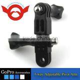 2016 New Wholesale Go Pro 3-way Adjustable Pivot Arm Go Pro Gimbal for Mini Action Camera
