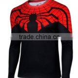 Polyester Spandex Long Sleeves Compression Shirt / Rash Guard With Superior Spiderman Design