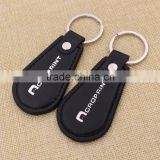 Drops black genuine / pu leather keychain with logo wholesale
