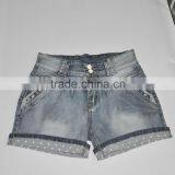 Black roll off hem fashion new short jeans and good quality jeans short cheap