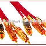 AV Cable,Metal 3RCA Plugs to 3RCA Plugs