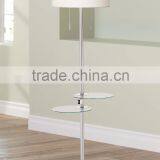 1024-21 Two Glass Trays a Brushed Nickel Finish Functional and Stylish Concierge Double Tray Floor Lamp With USB thumbnail-1