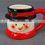 Creative Hot-selling Lovely Cartoon Christmas Snowman Model of Red and Black Ice Cream Ceramic Mug With Handle thumbnail-2