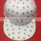 White Flat Cap With Full Star Embroidery