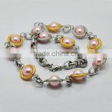 2014 Latest Stainless Steel Pink Pearl Necklace(AN30006)