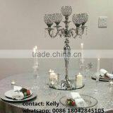 Wholesale 5 Arms Crystal Candleabra Sliver Wedding Candelabras Centerpieces With Chandelier thumbnail-1