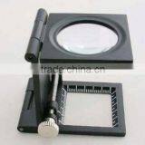 9005D Folding Magnifier With Zinc Alloy Black Frame ,8x Optical Glass, With Calibration