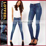 Supersoft High Waisted Ultra Skinny Jeans In Mid Stonewash Women Denim Jeans Pants (LOTX108) thumbnail-1