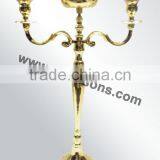 Fashion Wedding Gold Candelabra Centerpiece And 3 Arms Gold Candelabra With Gold Bowl thumbnail-4