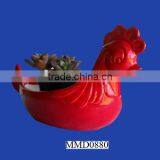 Ceramic Chicken Glazed Plant Pot thumbnail-1