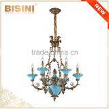 Golden Brass Rococo Style 10 Lights Chandelier/ Retro Gorgeous Bronze Pendant Lamp/ Antique Hotel Ceiling Lamp thumbnail-3