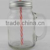 Glass Mason Jar Glass Beverage Jar With Straw & Metal Lid thumbnail-1