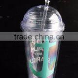 16oz Bpa Free Plastic Reusable Double Wall Tumbler With Dome Lid thumbnail-2