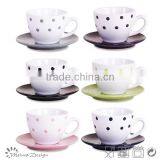 Color Glaze Stoneware Ceramic Cheap Cup and Saucers thumbnail-1
