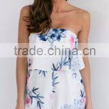 Floral Printing Playsuit With Ruffle Latest Design Summer Beach Romper thumbnail-2