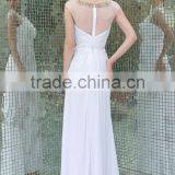 High Quality High Neck off Shoulder Beaded Chiffon Flowing White Bridesmaid Gown Popular thumbnail-2