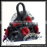 CX-H-30C Genuine Rex Fur Flower Handmade Evening Women Bag thumbnail-2