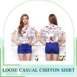Hot Sale European style plus size batwing sleeves printing Chiffon Blouse shirt for women , Casual Chiffon Blouse &tops