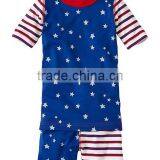 2017 Wholesale Kids Latest Design Summer Sleepwear Cotton Casual Sleeping Suit Pajamas Children Stripe Cotton Pyjamas 1-6 Years thumbnail-4