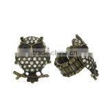 Antique Bronze Clear Rhinestone Elastic Stretch Owl Halloween Ornaments Rings thumbnail-1