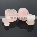 Rose Quartz Flower Shape Stone Plugs Rose Quartz Stone Expander Tunnel thumbnail-2