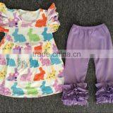 2017 Wholesale Easter Cute Bunny Outfit Boutique Teen Girls Cotton Ruffled Spring Clothes Outfit Kids Remake Outfit thumbnail-1