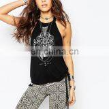 2017 Hot Selling Floral Print Girls High Neck Backless Vest T Shirt thumbnail-2