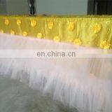 Yellow Lace Tulle Table Skirt Wedding Banquet Table Cloth thumbnail-2