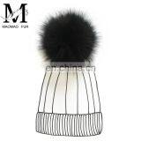 Fashion Top Quality Fluffy Pompoms Real Raccoon Fur Pom Poms Black Tips