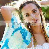 Batwing Short Sleeve Silk Tie Dye Print Kimono, High Quality Ladies Kimono thumbnail-4