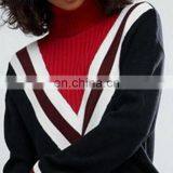 Black Sweater as Long Sleeve High Neck Tops With Latest Chevron Design for Women of Knit Clothing thumbnail-4