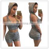 Running Wear Sports Yoga Fitness Crop Top Hoodies Gym Plain Sweat Shorts thumbnail-1